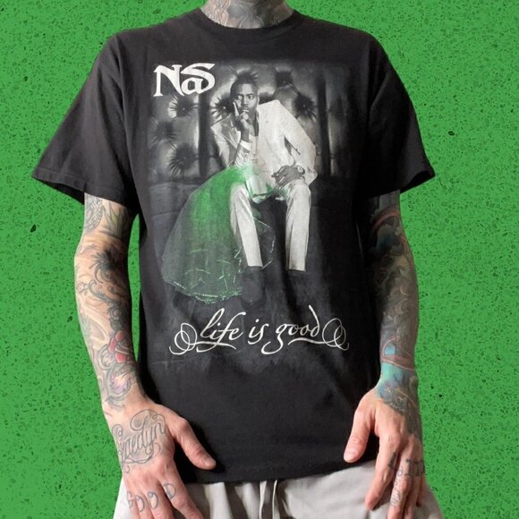Nas rap style t shirt y2k vintage men’s L - Picture 1 of 6